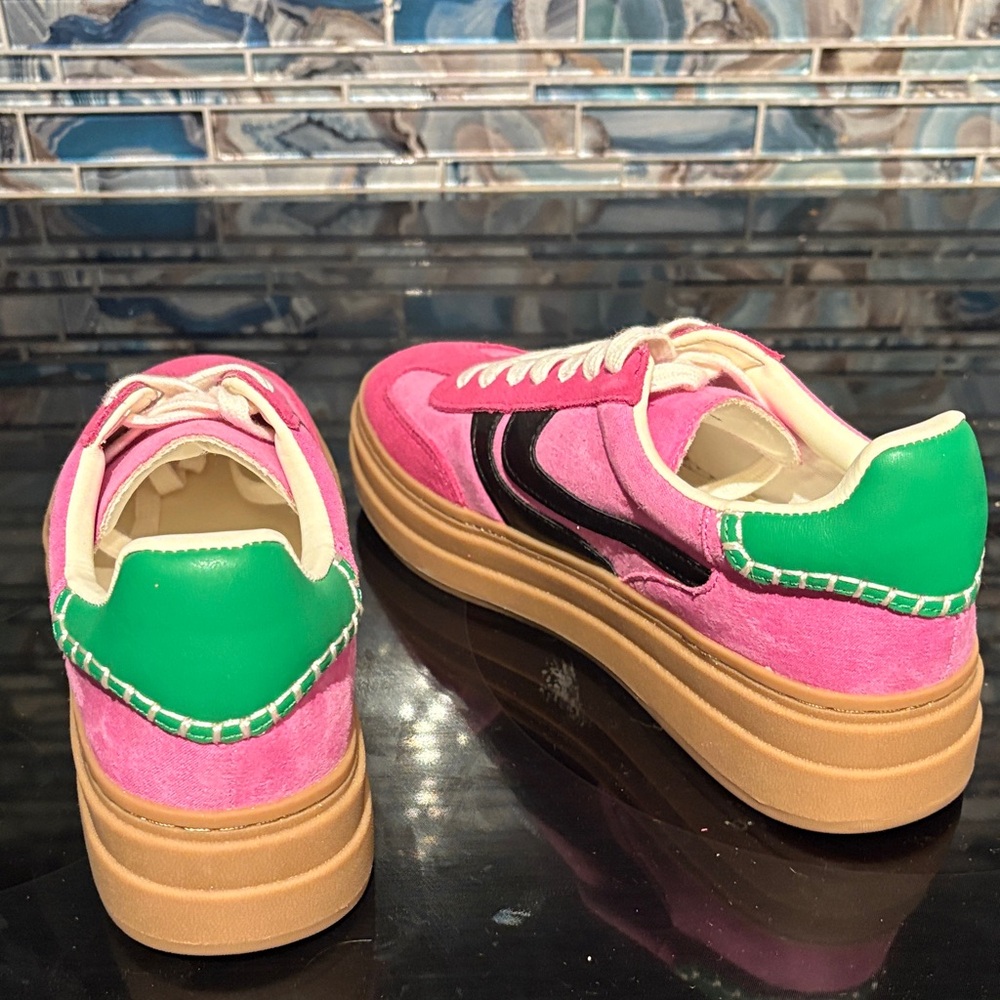 Steve Madden Pink and Black Suede Platform Sneakers - Picture 8 of 10